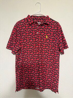Polo by Ralph Lauren Black Short-Sleeve Button Shirt with Red Floral Print